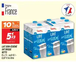 Netto Netto lait demi-écrémé uht brique offre