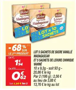 Netto Vahiné lot 5 sachets de sucre vanillé madagascar et 5 sachets de levure chimique offre