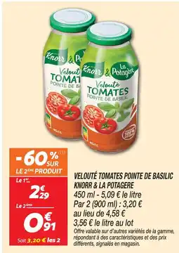 Netto Knorr & la potagere velouté tomates pointe de basilic offre