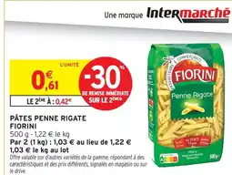 Intermarché Fiorini pâtes penne rigate offre
