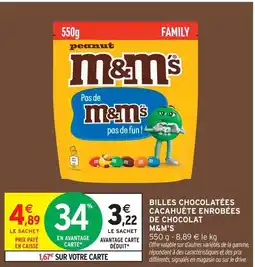 Intermarché M&m's billes chocolatées cacahuète enrobées de chocolat offre