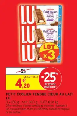 Intermarché Lu petit écolier tendre cœur au lait offre