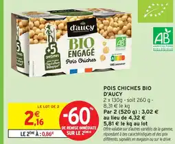 Intermarché D'aucy bio engagé pois chiches offre