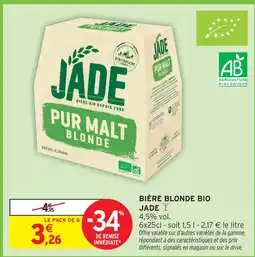 Intermarché Jade blonde bière bio offre