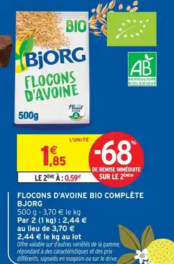 Intermarché Bjorg flocons d'avoine bio complète offre