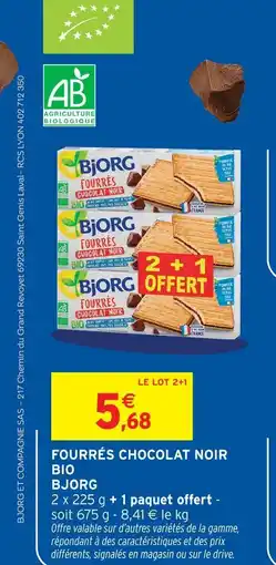 Intermarché Bjorg fourrés chocolat noir bio offre