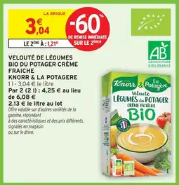Intermarché Knorr & la potagere velouté de légumes bio du potager crème fraîche offre