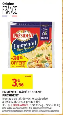 Intermarché Président emmental râpé fondant offre