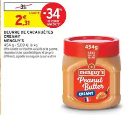 Intermarché Menguy's beurre de cacahuètes creamy offre