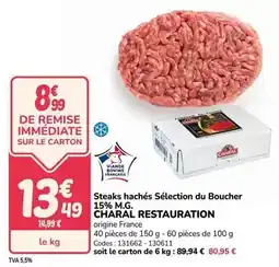 Promocash Charal - steaks hachés sélection du boucher 15% m.g offre