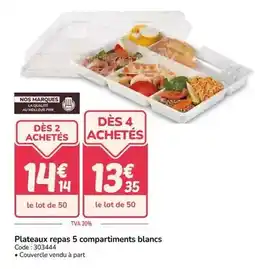 Promocash Plateaux repas 5 compartiments blancs offre