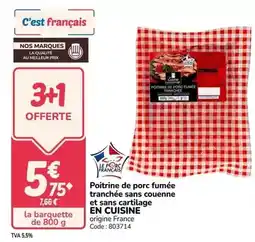 Promocash Poitrine de porc fumée tranchée sans couenne et sans cartillage en cuisine offre