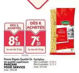 Promocash Panzani - penne rigate qualité or farfalles de qualité supérieure offre