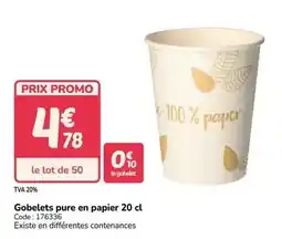 Promocash Promo - gobelets pure en papier 20 cl offre