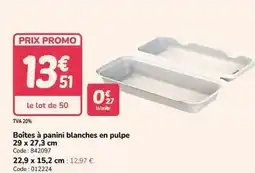 Promocash Promo - boîtes à panini blanches en pulpe 29 x 27.3 cm offre
