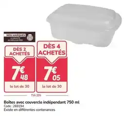 Promocash Boîtes avec couvercle indépendant 750 ml offre