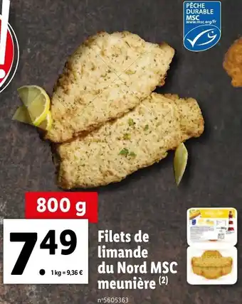 Lidl Filets de limande du nord MSC meunière offre