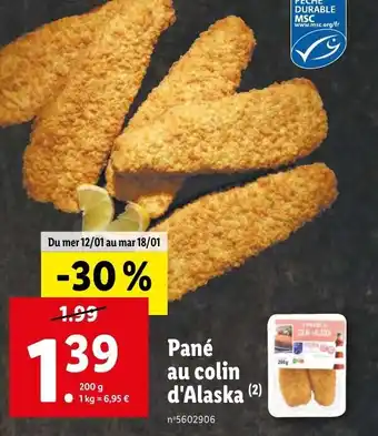 Lidl Pané au colin d'alaska offre