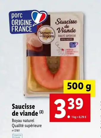 Lidl Saucisse de viande offre