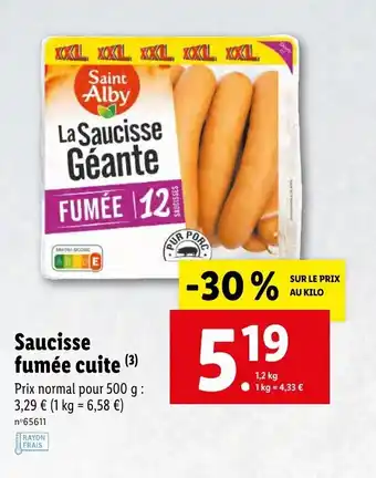 Lidl Saucisse fumée cuite offre