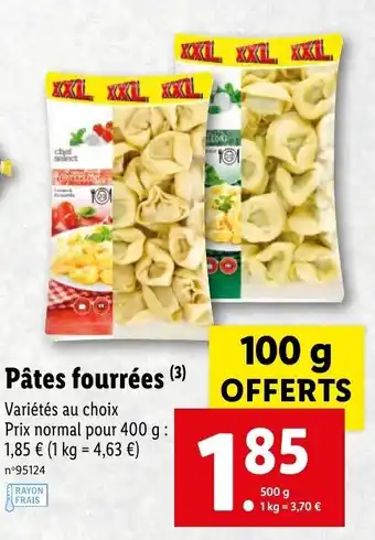 Lidl Pâtes fourrées offre