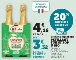 U Express Jus de pomme petillant funny pop u bio offre