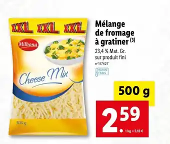 Lidl Mélange de fromage à gratiner offre