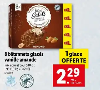 Lidl 8 Bâtonnets glacés vanille amande offre