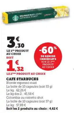 U Express Cafe starbucks offre
