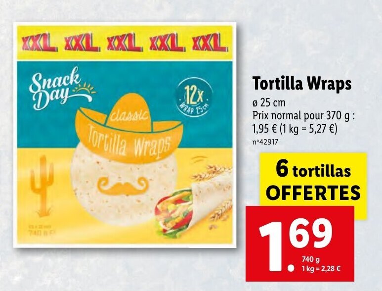 Promo Tortilla wraps chez Lidl