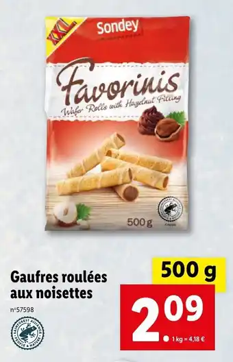 Lidl Gaufres roulées aux noisettes offre