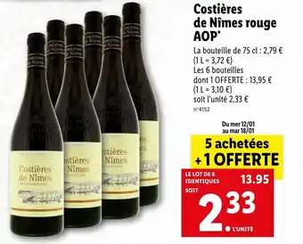 Lidl Costières de nimes rouge AOP offre
