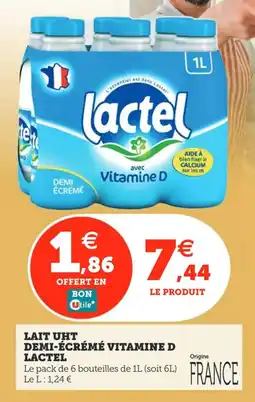 Utile Lait uht demi-écrémé vitamine d lactel offre