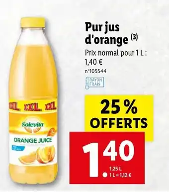 Lidl Pur jus d'orange offre