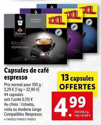Lidl Capsules de café espresso offre
