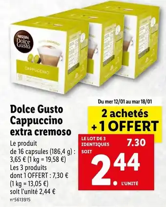 Lidl Dolce gusto cappuccino extra cremoso offre