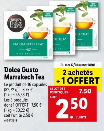 Lidl Dolce gusto marrakech tea offre