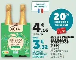 Maximarché Jus de pomme petillant funny pop u bio offre