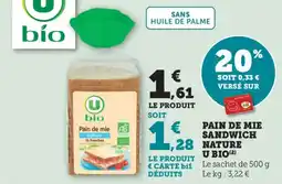 Maximarché Pain de mie sandwich nature u bio offre