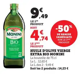Maximarché Huile d'olive vierge extra bio monini offre