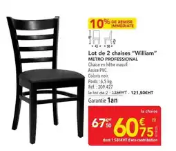 METRO Metro - lot de 2 chaises william offre