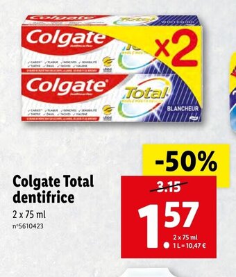Lidl Colgate total dentifrice offre