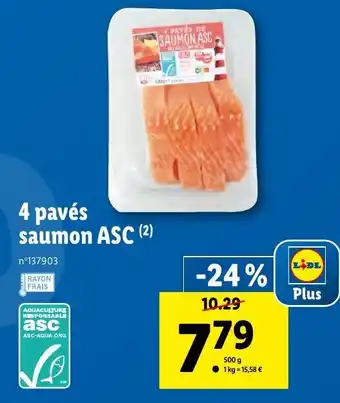 Lidl 4 Pavés saumon ASC offre