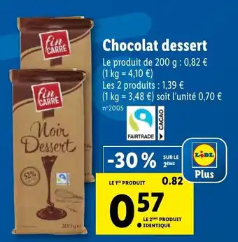 Lidl Chocolat dessert offre