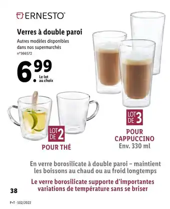 Lidl Verres à double paroi offre