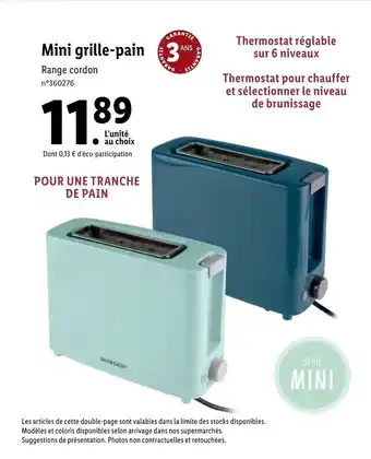 Lidl Mini grille-pain offre