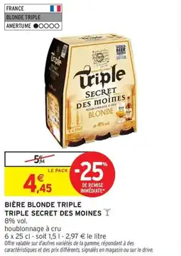 Intermarché Hyper Bière blonde triple triple secret des moines offre