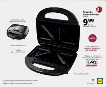 Lidl Appareil à croque-monsieur offre