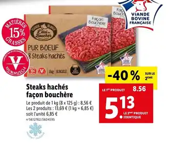 Lidl Steaks hachés façon bouchère offre