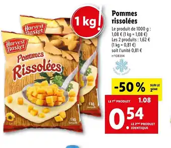 Lidl Pommes rissolées offre